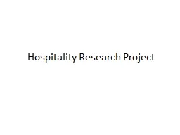 Hospitality Research Project