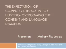 The Expectation of Computer literacy in Job hunting: Overco