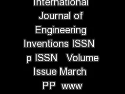 International Journal of Engineering Inventions ISSN   p ISSN   Volume  Issue March  