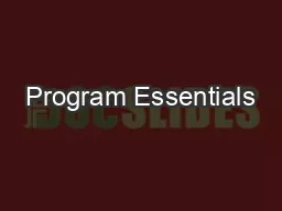 Program Essentials