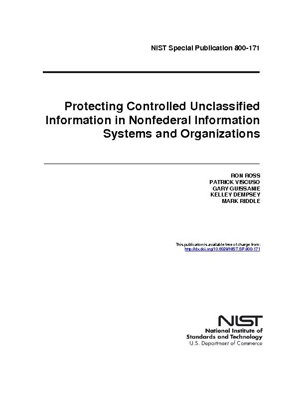 NIST Special Publication 800171Protecting Controlled Unclassified Info
