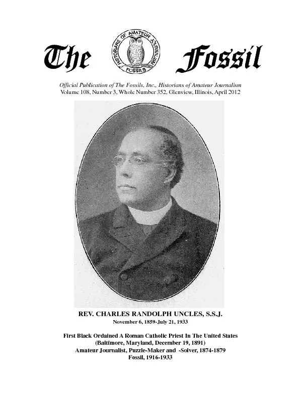 Official Publication of The Fossils, Inc., Historians of Amateur Journ