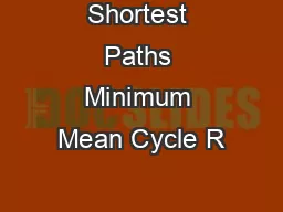 Shortest Paths Minimum Mean Cycle R