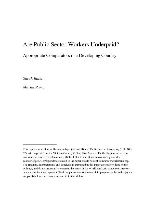 Are Public Sector Workers Underpaid? Appropriate Comparators in a Deve