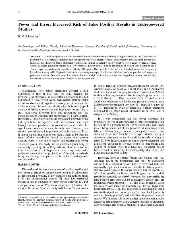 The Open EpidemiologyJournal, 2010, 3, 16-19  1874-2971/10 2010 Bentha
