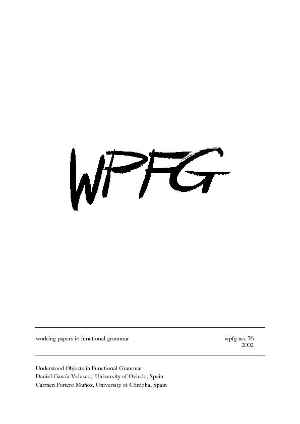 working papers in functional grammar wpfg no. 76