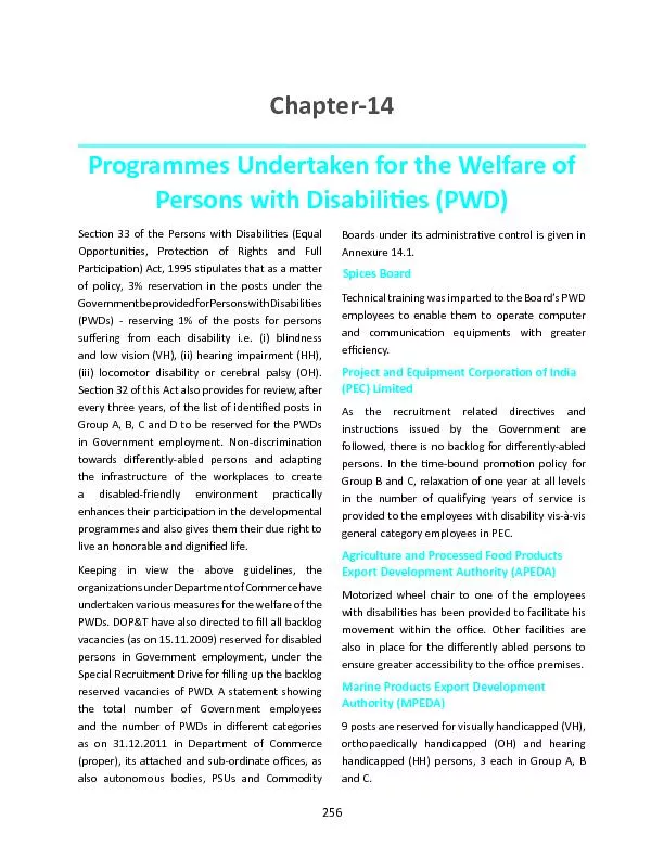 Programmes Undertaken for the Welfare of