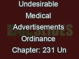 Cap 231 - Undesirable Medical Advertisements Ordinance Chapter: 231 Un
