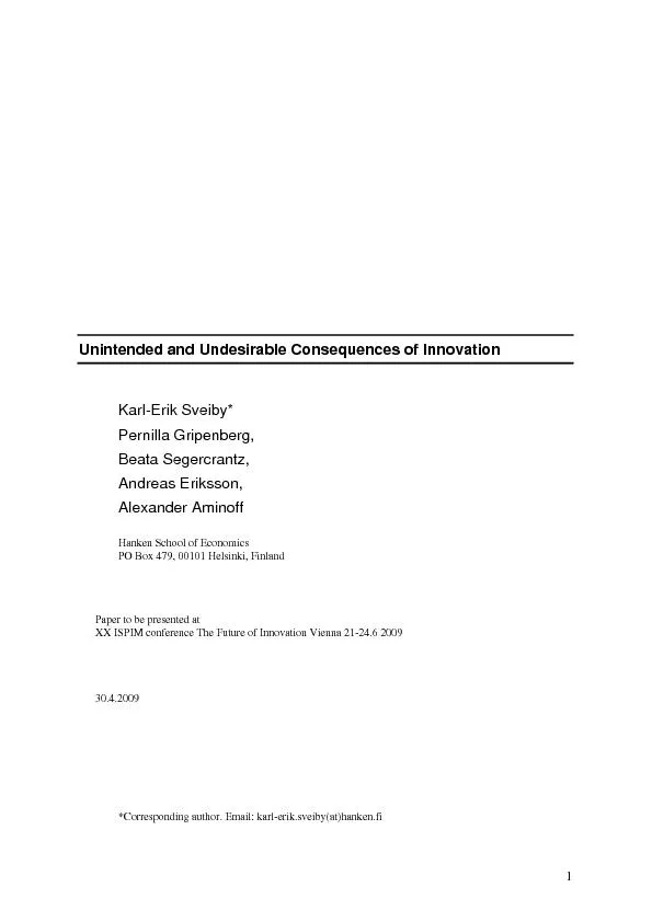 Unintended and Undesirable Consequences of Innovation