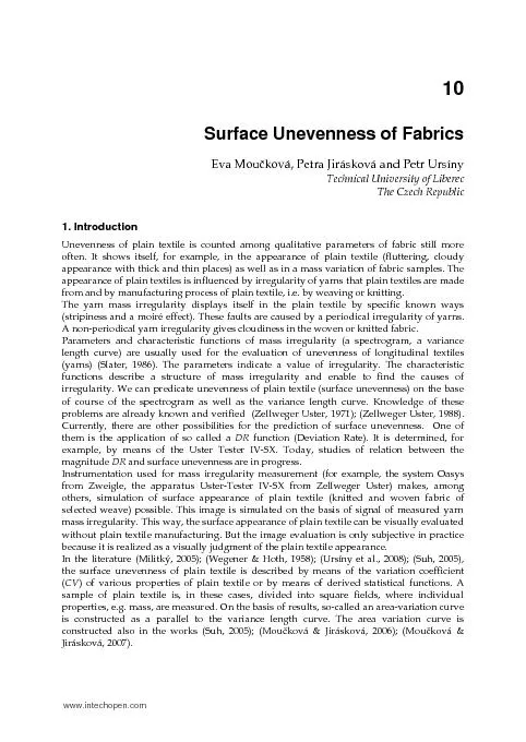 Surface Unevenness of Fabrics  Eva Mou�kov