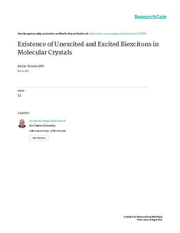 Existence of Unexcited and Excited Biexcitons in Molecular Crystals Mo