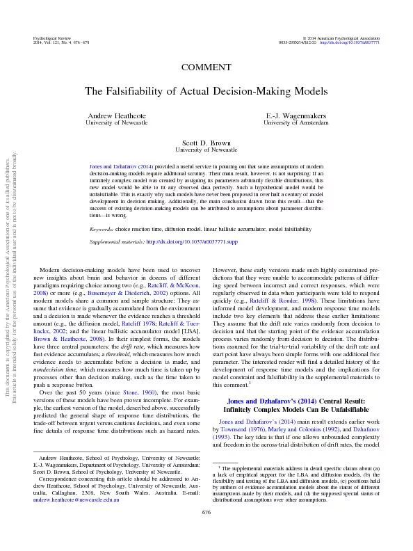 TheFalsifiabilityofActualDecision-MakingModelsAndrewHeathcoteUniversit