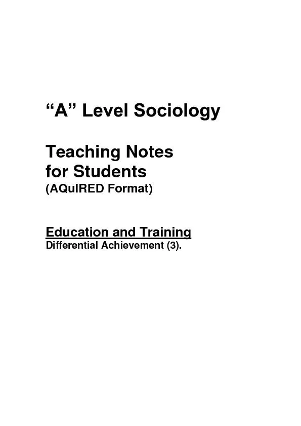 eachingNotes forStudents(AQuIREDFormat)   EducationandTraining