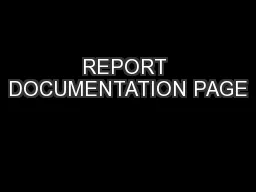 REPORT DOCUMENTATION PAGE