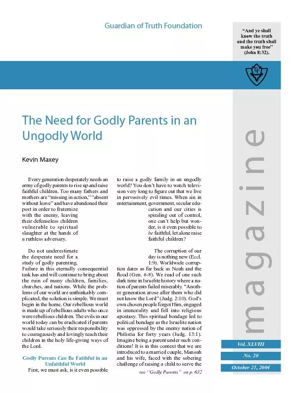 see “Godly Parents”  on p. 632