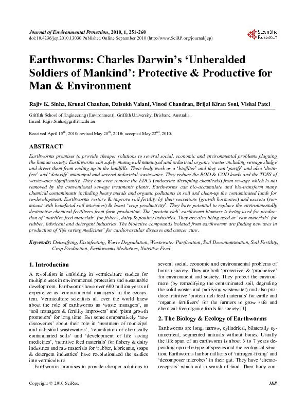 Journal of Environmental Protection, 2010, 1, 251-260 doi:10.4236/jep.