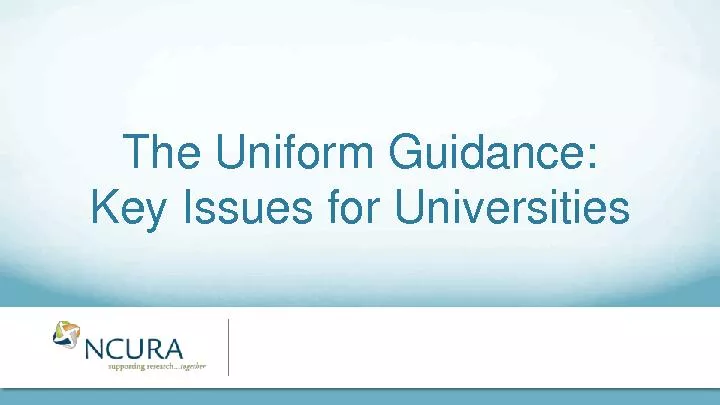 The Uniform Guidance: