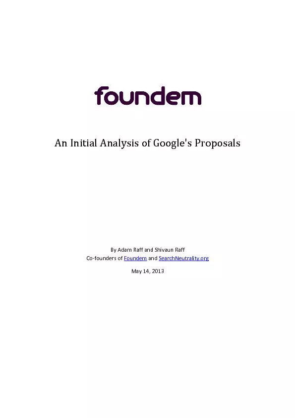 Analysis of Google's Proposals