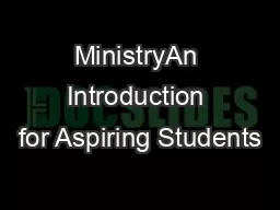 MinistryAn Introduction for Aspiring Students