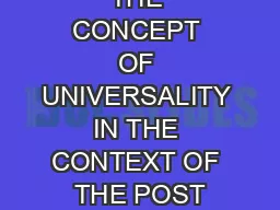 THE CONCEPT OF UNIVERSALITY IN THE CONTEXT OF THE POST