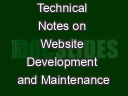 Technical Notes on Website Development and Maintenance