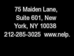 75 Maiden Lane, Suite 601, New York, NY 10038  212-285-3025  www.nelp.