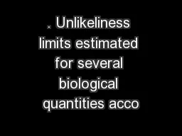 . Unlikeliness limits estimated for several biological quantities acco