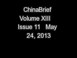 ChinaBrief Volume XIII    Issue 11   May 24, 2013