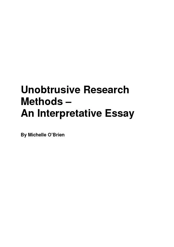 Unobtrusive Research Methods 