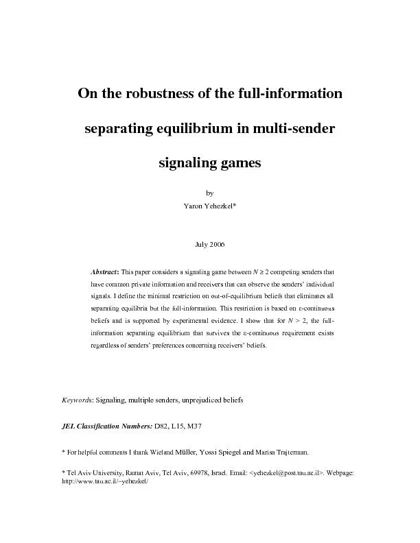 by July 2006 This paper considers a signaling game between  2 competin