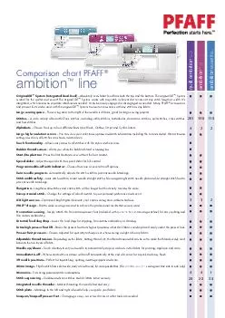 Comparison chart PFAFF ambition line ambition essential TM ambition