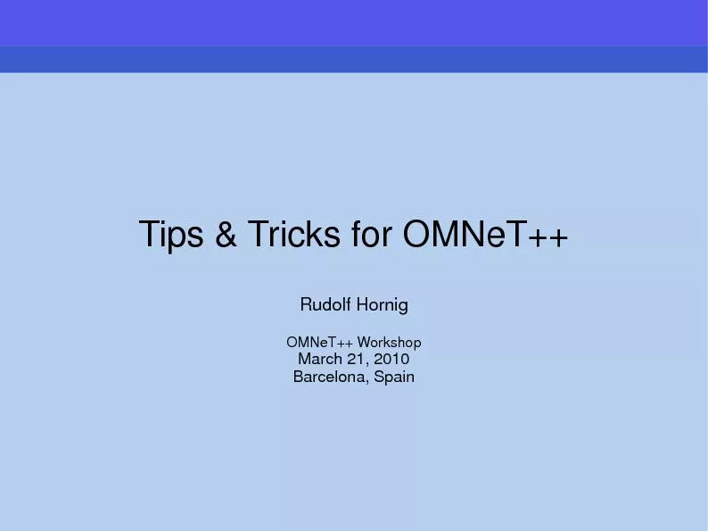 Tips & Tricks for OMNeT++