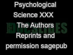 Psychological Science XXX    The Authors  Reprints and permission sagepub