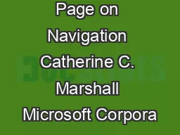 Turning the Page on Navigation Catherine C. Marshall Microsoft Corpora