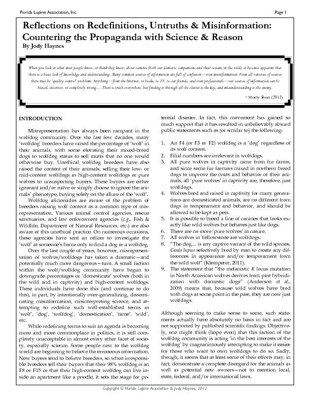 Florida Lupine Association, Inc.           Page 1 Copyright 
