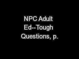 NPC Adult Ed--Tough Questions, p.