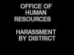 OFFICE OF HUMAN RESOURCES                       HARASSMENT BY DISTRICT