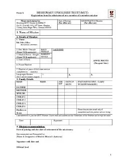 Form-6 MISSIONARY UPHOLDERS TRUST (MUT) Registration form for admissio