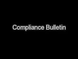 Compliance Bulletin