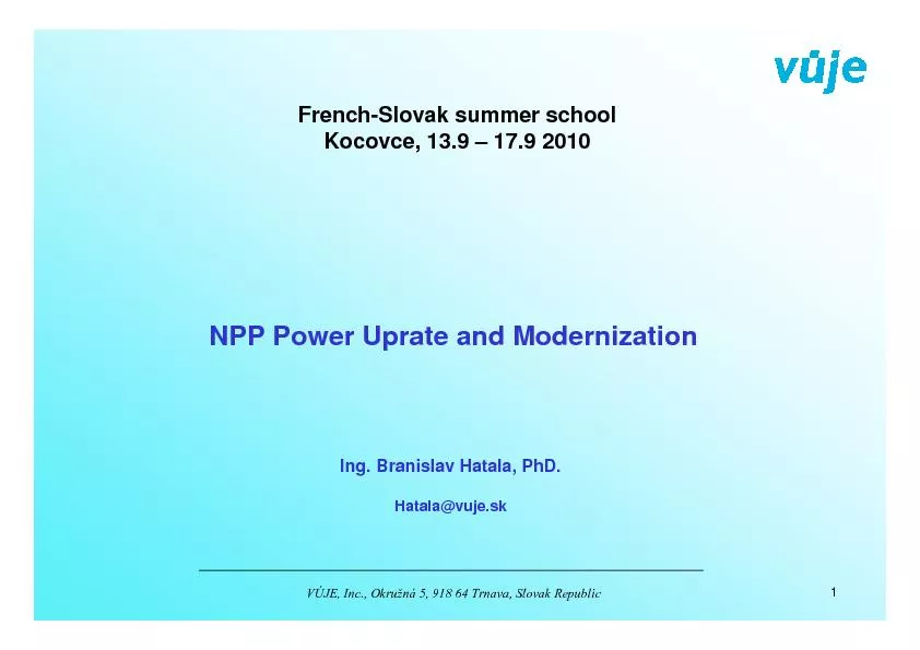 NPP Power Uprate and Modernization