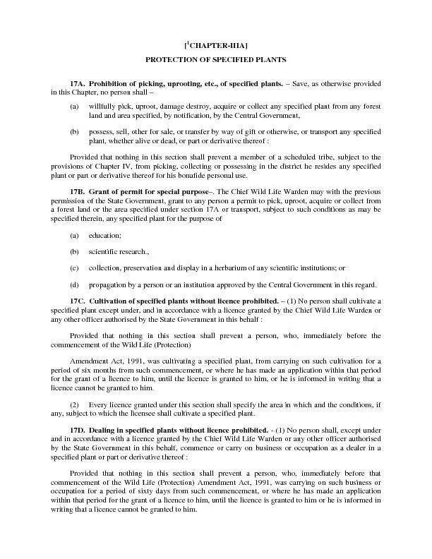 1CHAPTER-IIIA]PROTECTION OF SPECIFIED PLANTS17A.Prohibition of picking