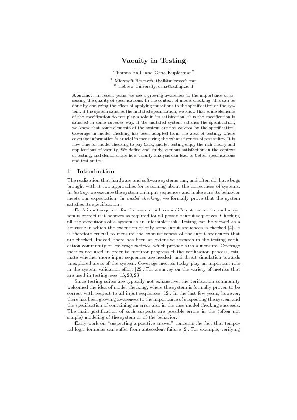 VacuityinTestingThomasBall1andOrnaKupferman21MicrosoftResearch,tball@m