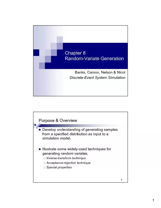 Chapter 8 Random-Variate GenerationBanks, Carson, Nelson & NicolDiscre