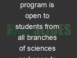 CCMB Summer Program  The training program is open to students from all branches of sciences