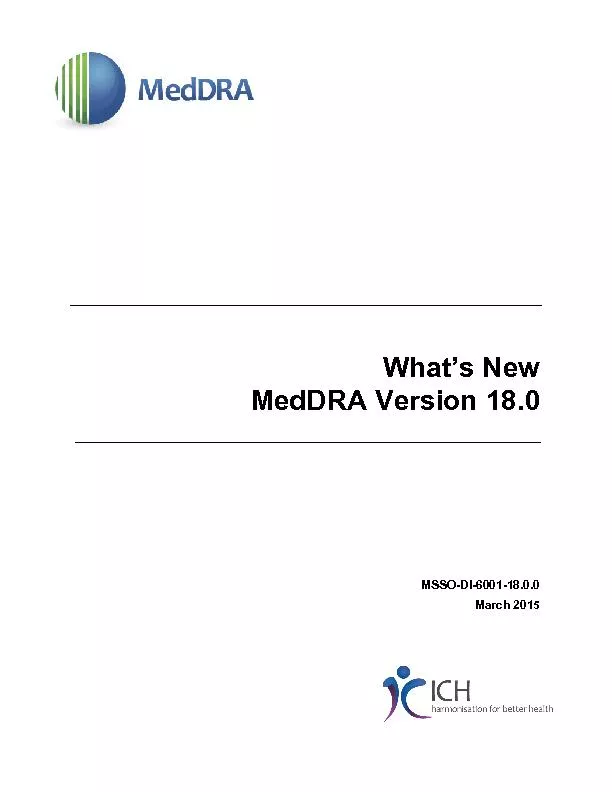 What’s New MedDRA Version MSSOMarch201