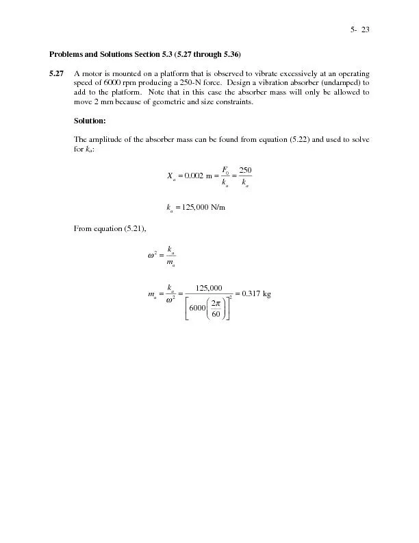 Problems and Solutions Section 5.3 (5.27 through 5.36)
