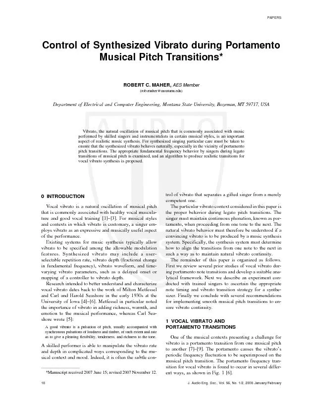 2VIBRATOINMUSICSYNTHESISFrequencymodulationforvibratoinmusicsynthesiss