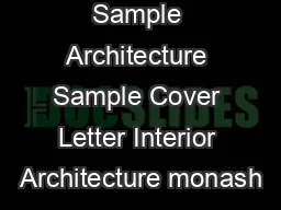 Cover Letter Sample Architecture Sample Cover Letter Interior Architecture monash