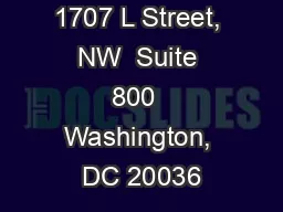 1707 L Street, NW  Suite 800  Washington, DC 20036