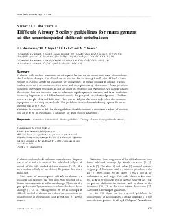 SPECIAL ARTICLE Difcult Airway Society guidelines for management of the unanticipated